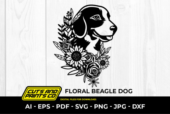 Beagle Floral Dog SVG PNG Sublimation