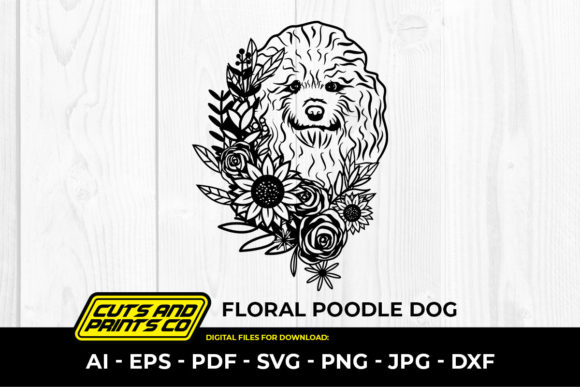 Floral Poodle Dog SVG PNG Sublimation